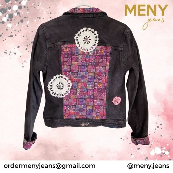 One-of-a-Kind Upcycled Faded Black Jean Jacket – Size Small - Picture 3 of 15